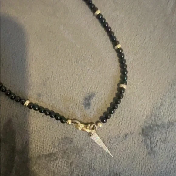 Zoe Lev Custom Black Onyx Necklace Diamond Dagger charm & enhancer Brand New 🆕 - Picture 6 of 10